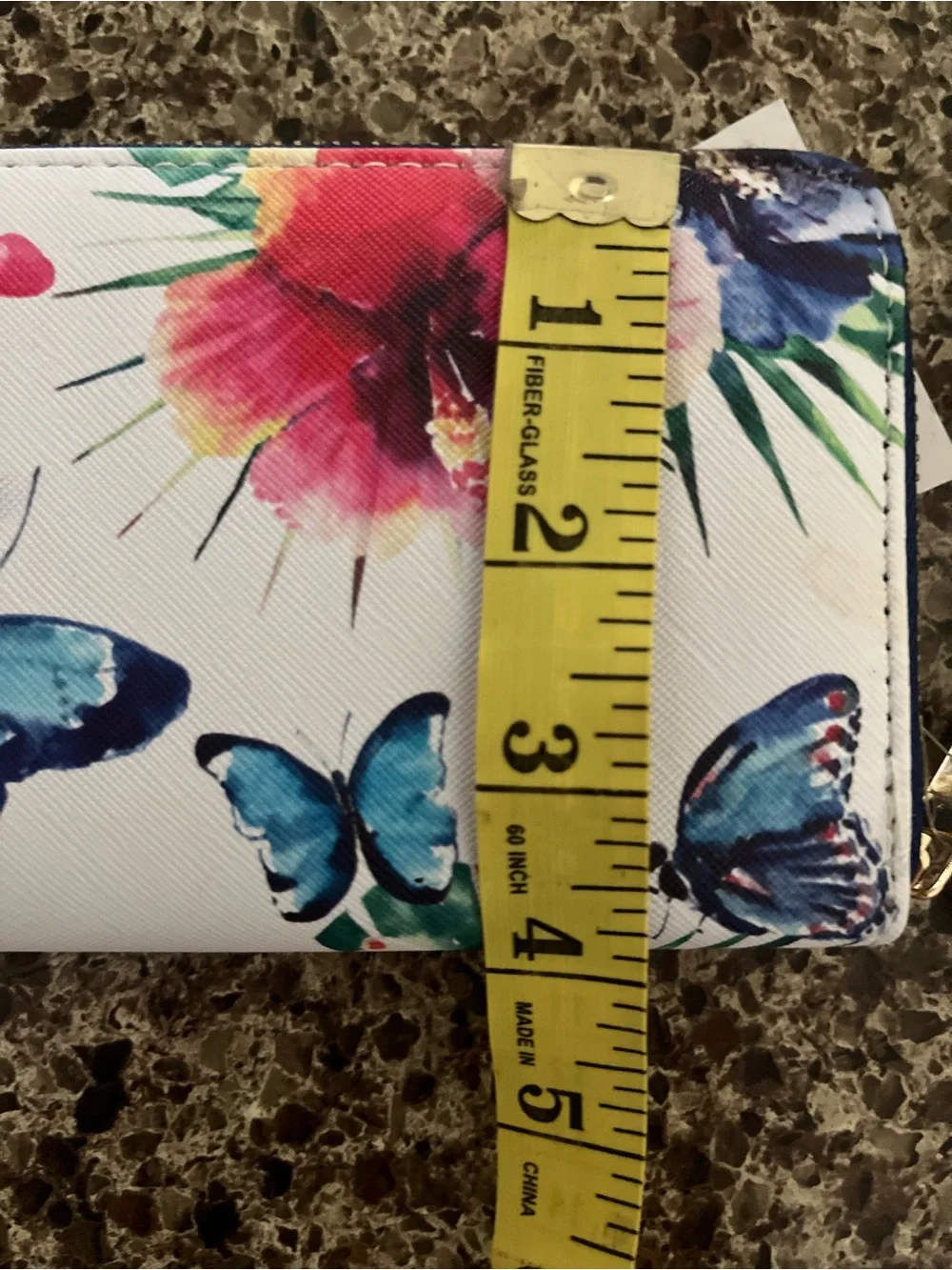 Coral Bay White Floral & Blue Butterfly Zip Wristlet